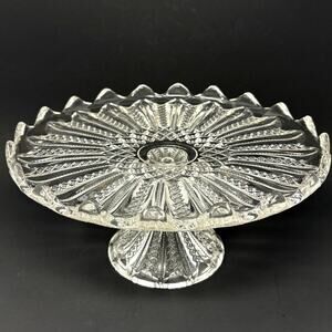 EAPG Duncan & Sons Glass 10" Cake Stand Mardi Gras/Empire Pattern OMN 42 c 1899